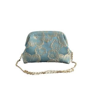 8848 Flower Embroidery Clutch Purse Kiss Lock Shoulder Bags Evening Handbag